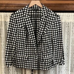 INC International Concepts Black and White Gingham Blazer